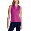 RLX Ralph Lauren Mesh Mix Bright Pink Womens Sleeveless Golf Polo