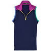 RLX Ralph Lauren Tri-Colored Airtech Pique French Navy Womens Golf 1/4 Zip