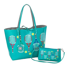 Load image into Gallery viewer, Sydney Love Serve It Up Turq Reversibl Tennis Tote
 - 3