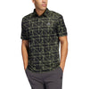 Adidas Jacquard Lines Black-Lime Mens Golf Polo