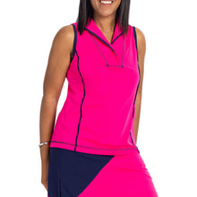 Load image into Gallery viewer, Kinona Roll to the Hole Women Sleeveless Golf Polo - PREPPY PINK 341/L
 - 4