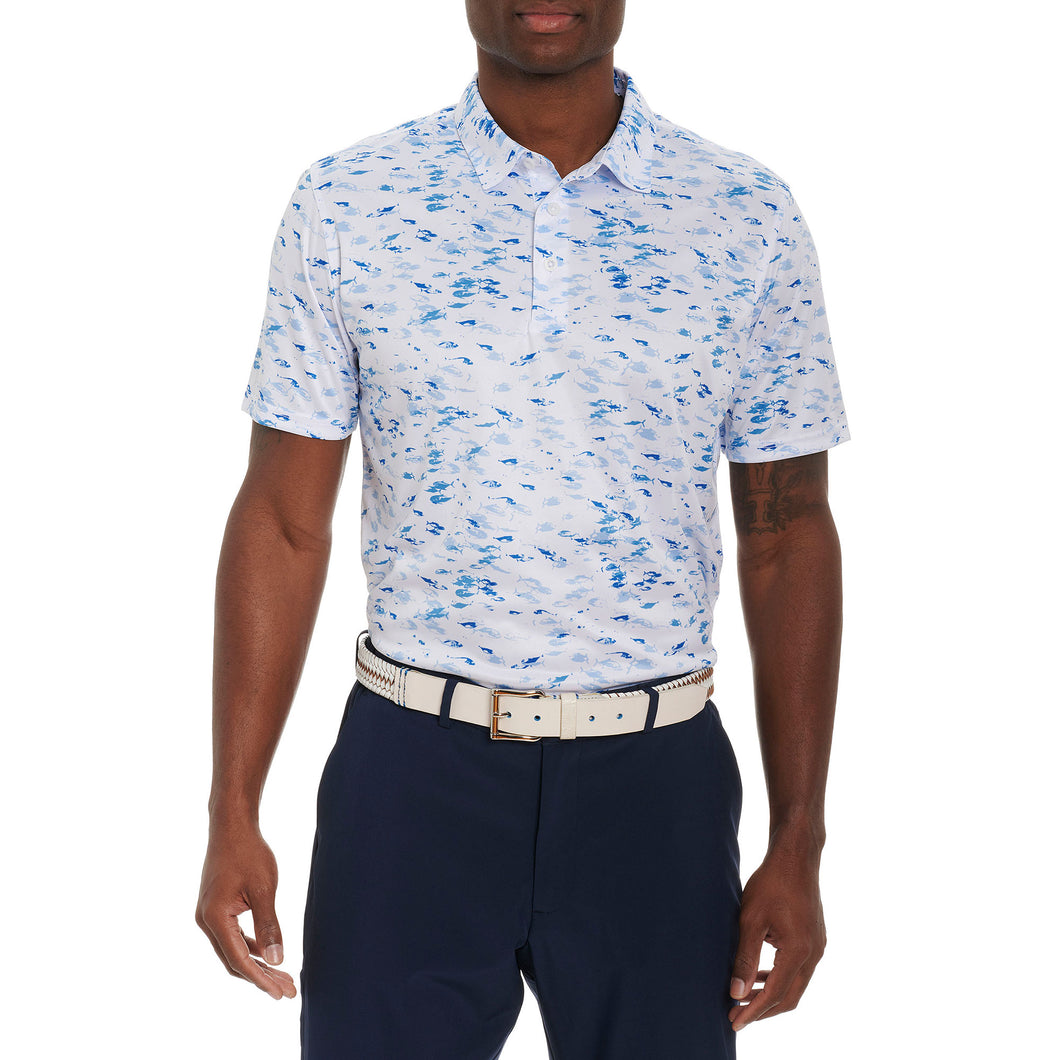 Robert Graham Nautical Net Knit Mens Golf Polo - White/XL