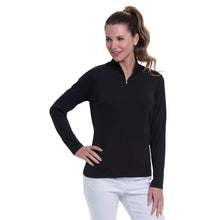 Load image into Gallery viewer, EP New York Zip Mock LS Womens Golf Pullover - BLACK 001/L
 - 1