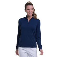 Load image into Gallery viewer, EP New York Zip Mock LS Womens Golf Pullover - Inky/L
 - 3