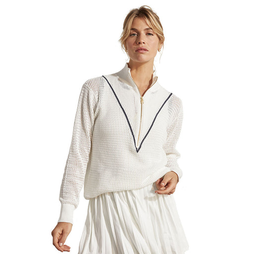 Varley Calva Knit White Womens Half Zip Sweater