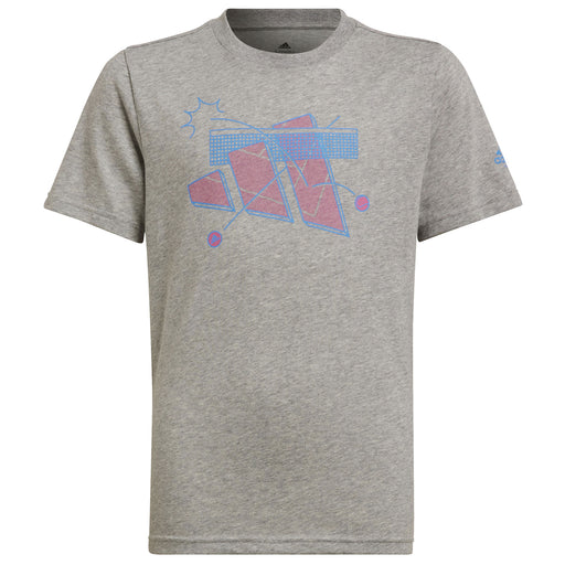 Adidas AEROREADY Graphic Boys Tennis T-Shirt - Med Grey Hthr/XL