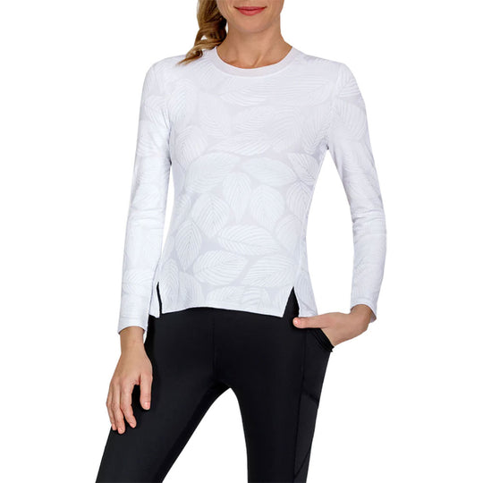 Tail Cosima Fading Leaves Chalk Womens Long Sleeve Tennis Shirt