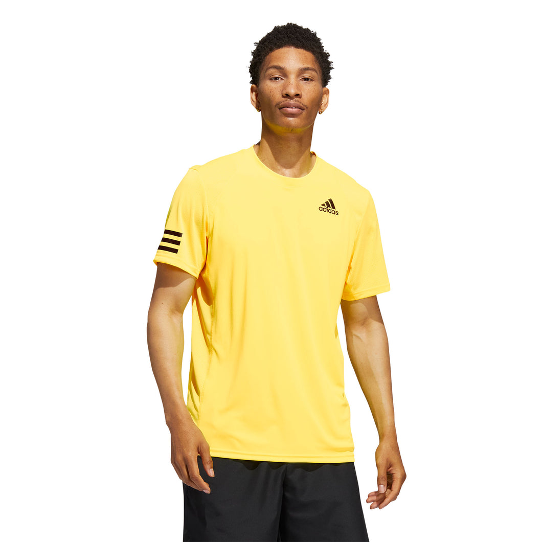 Adidas Club 3 Stripes Beam Yellow Men Tennis Shirt - BEAM YELLOW 730/XL