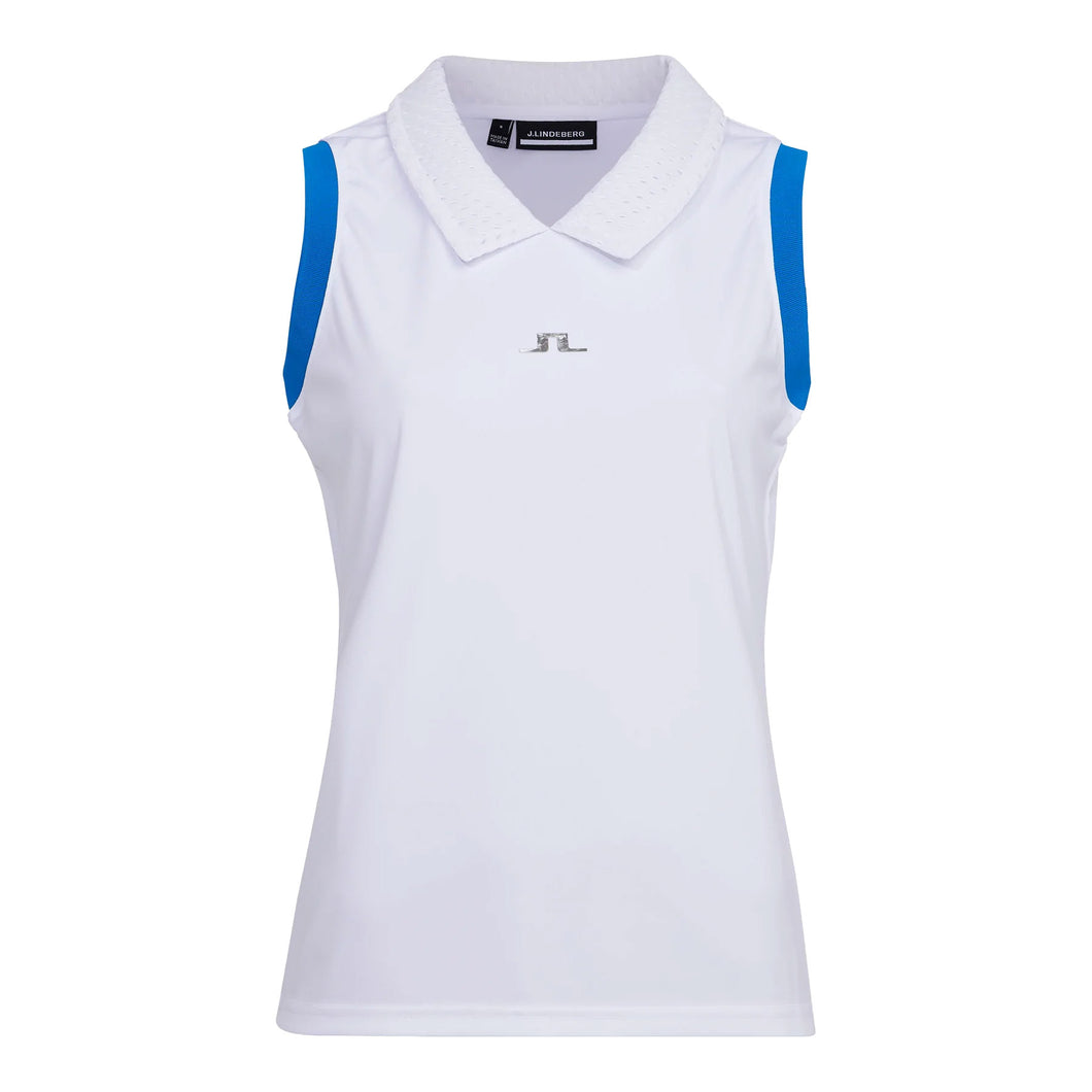 J. Lindeberg Yuri White Women Sleeveless Golf Polo - WHITE 0000/M