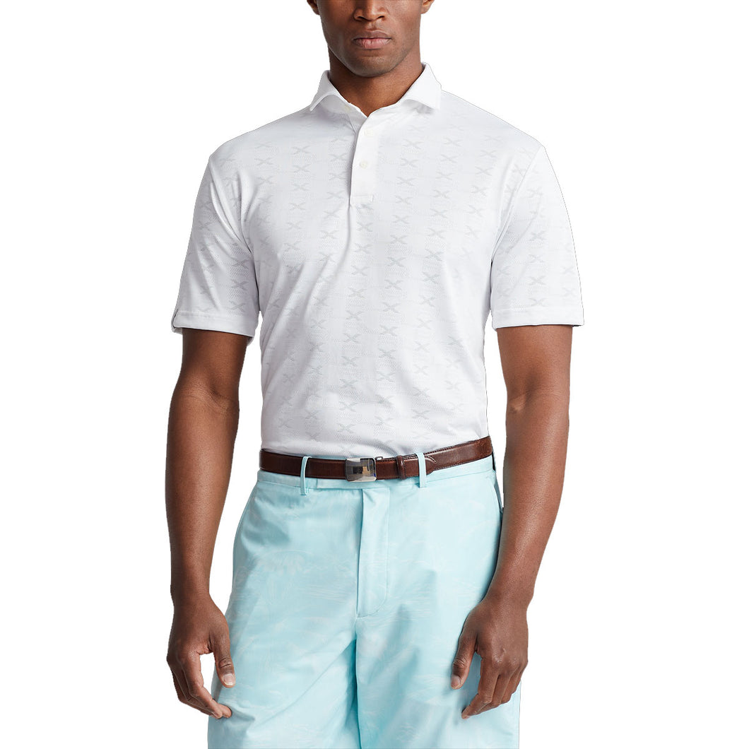 RLX Ralph Lauren Knit Jacq Pure Wht Mens Golf Polo - Pure White/XL