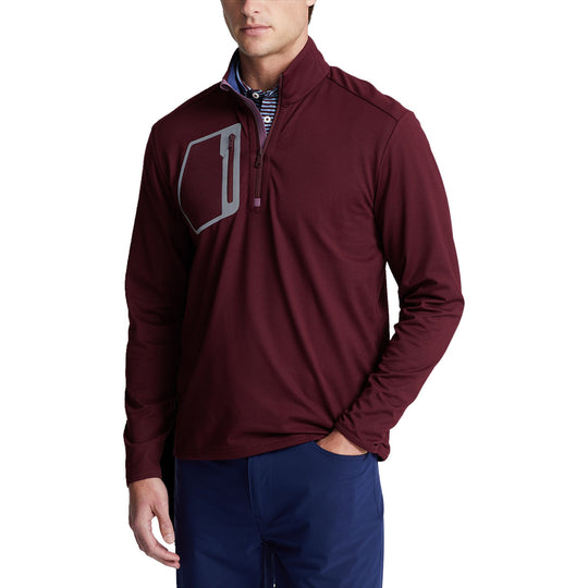 RLX Ralph Lauren Brushed Back Tech Jersey Rich Ruby Mens Golf 1/2 Zip