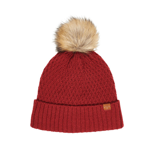 Callaway Pom Pom Womens Golf Beanie - Dark Red/One Size