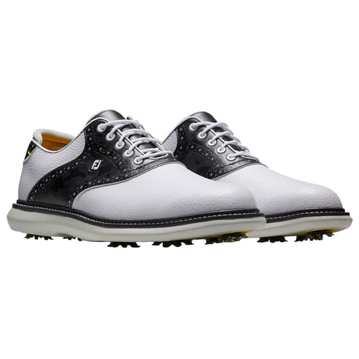 FootJoy Traditions Spiked Mens Golf Shoes 2023 - White/Blk/Gray/2E WIDE/12.0