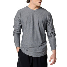 Load image into Gallery viewer, SB Sport V Neck Long Sleeve Mens Tennis Shirt - Grey Melange/2X
 - 1