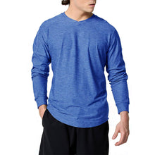 Load image into Gallery viewer, SB Sport V Neck Long Sleeve Mens Tennis Shirt - Royal Melange/2X
 - 3