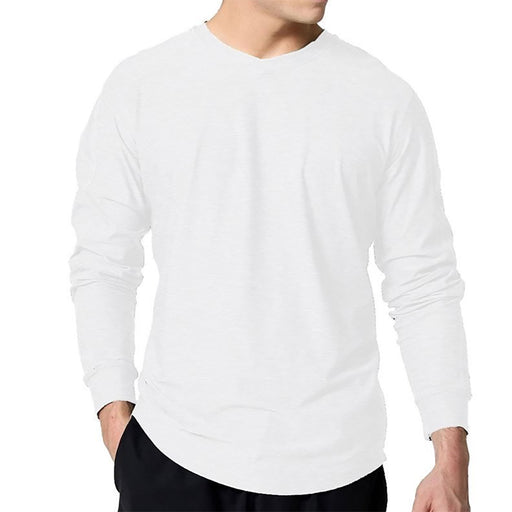 SB Sport V Neck Long Sleeve Mens Tennis Shirt - White/2X