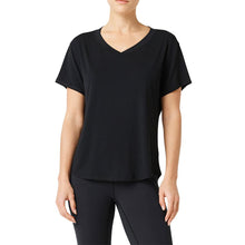 Load image into Gallery viewer, FILA Perforated V-Neck Womens Shirt - BLACK 001/5X
 - 1