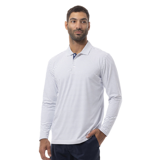 SanSoleil Soltek Ice Stripe Mens Longsleeve Golf Polo