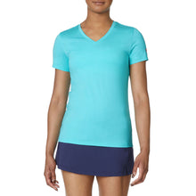 Load image into Gallery viewer, FILA Short Sleeve V-Neck Womens Tennis Shirt - BLUE 484/XL
 - 1
