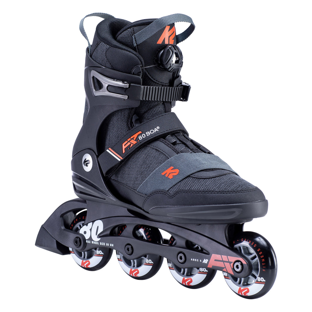 K2 F.I.T. 80 Boa Mens Inline Skates 30306 - Black/Orange/7.0