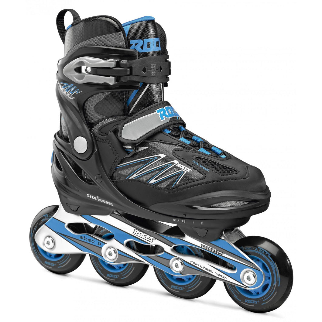 Roces Moody 5.0 Adjustable Boys Inline Skate 30560 - Blk/Astro Blue/4-7