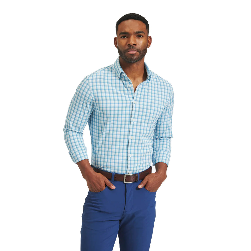 Mizzen + Main Leeward Classic Blue Men Dress Shirt - Blu Tonal Check/XXL