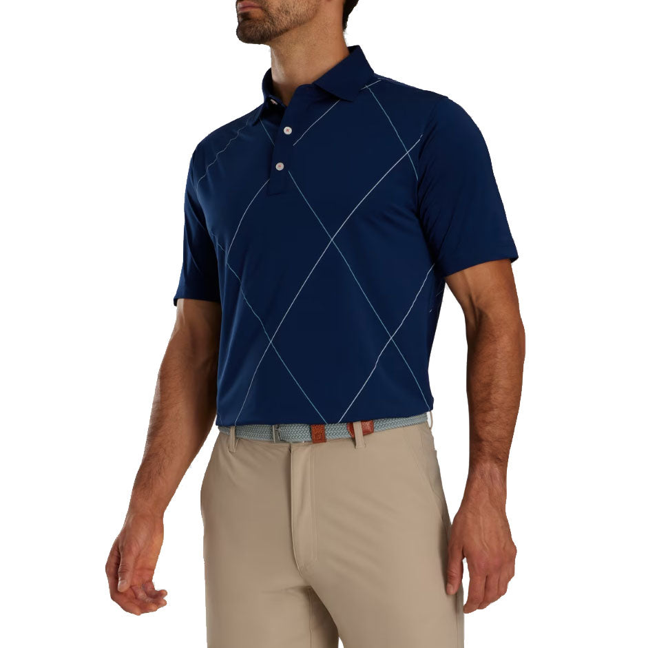 FootJoy Raker Print Mens Golf Polo - Navy/XL