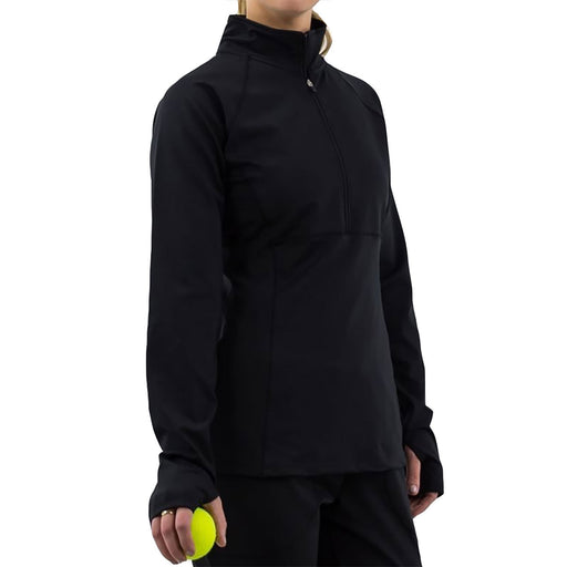 FILA Essential Womens Tennis Half Zip Pullover - BLACK 001/XL