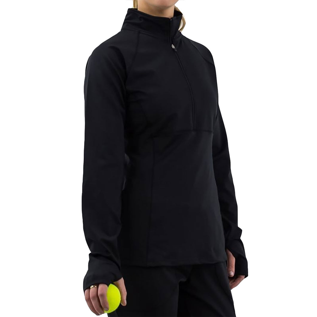 FILA Essential Womens Tennis Half Zip Pullover - BLACK 001/XL