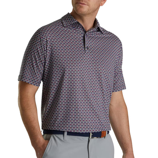 FootJoy Half Moon Geo Mens Golf Polo - Blk/Wht/Orchid/XL