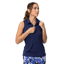 Load image into Gallery viewer, Sofibella UV Feathers Womens SL QZ Golf Polo - Navy/2X
 - 12