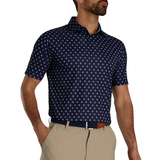 FootJoy Flower Foulard Navy Mens Golf Polo - Navy/XL