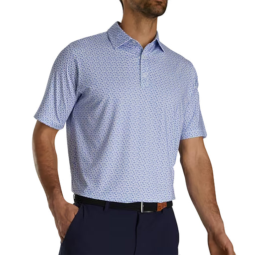 FootJoy Micro-Floral Blue Mens Golf Polo - Blue Violet/Wht/XXL