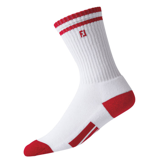 FootJoy ProDry Junior Crew Socks - WHITE/RED 160