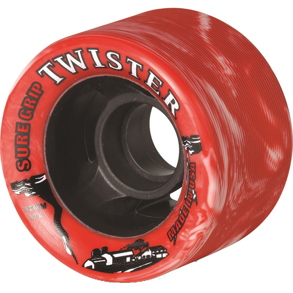 Sure Grip Twister Roller Skate Wheels 8-Pack - Red/White/62MM