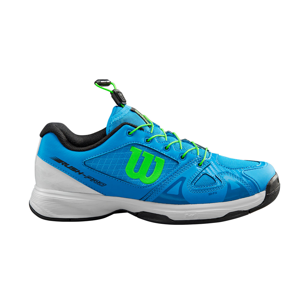 Wilson Rush Pro QL Blue Junior Tennis Shoes - Blue/Gecko/13.0